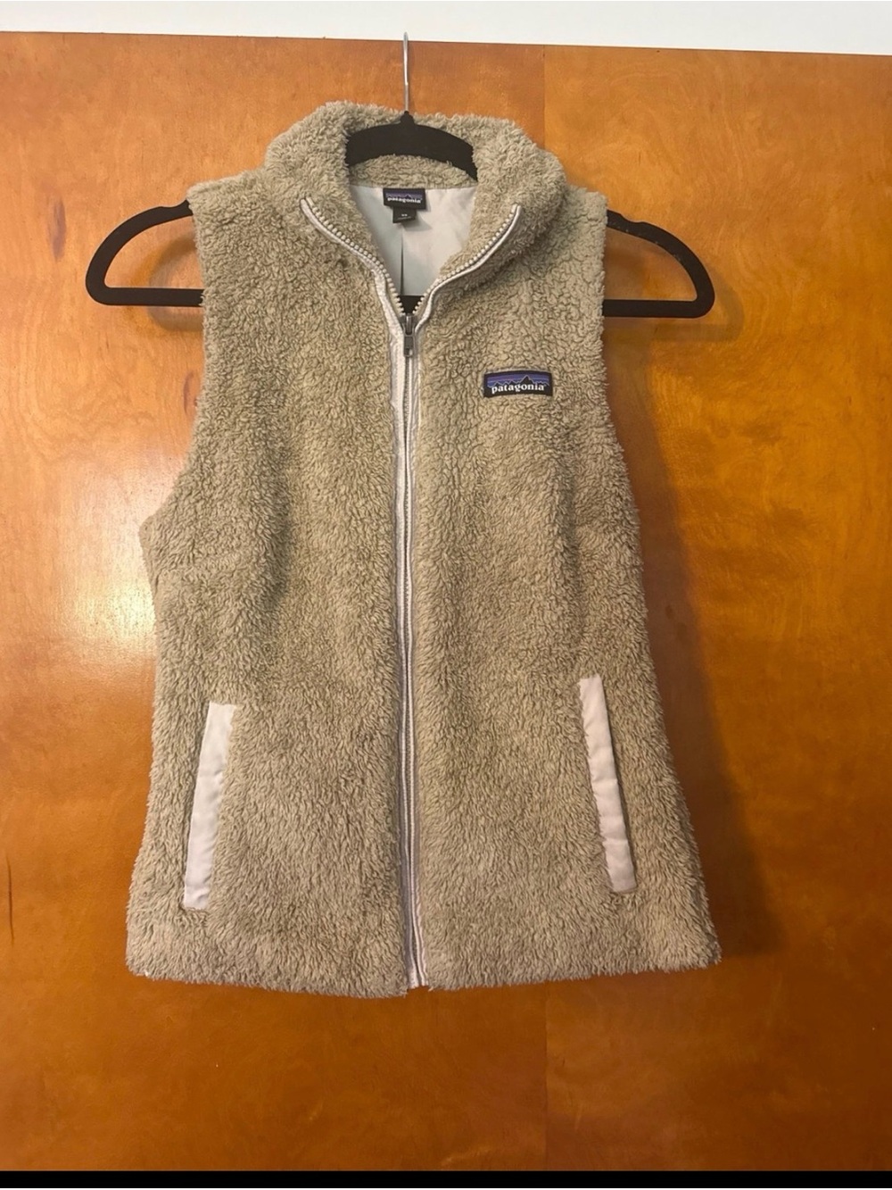 Patagonia Beige Sherpa Vest with Zip Front
